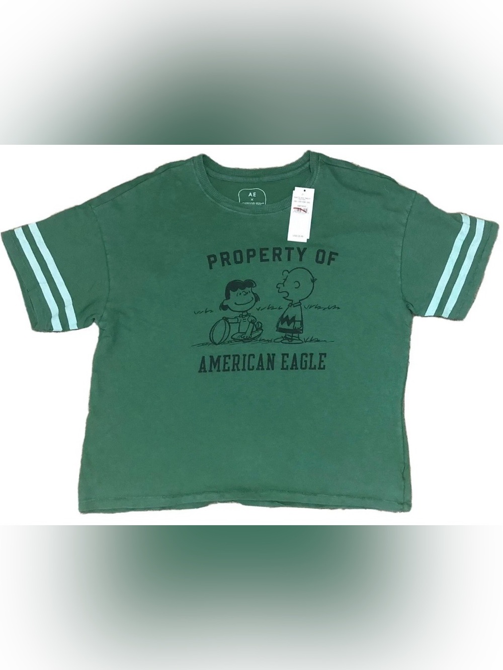 American Eagle X Peanuts Charlie
Brown Faded Green Shirt Women's M
Medium NWT